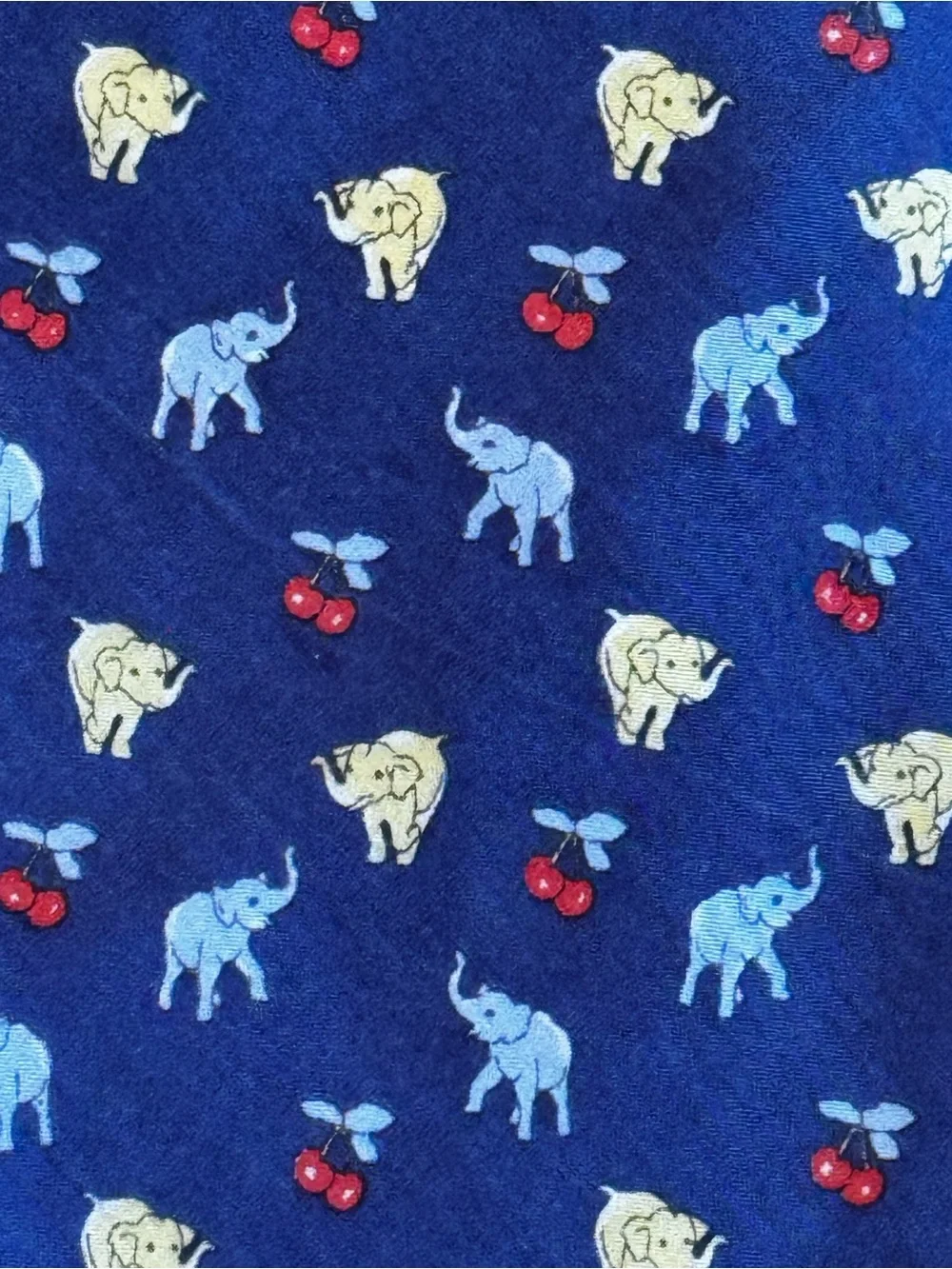Vintage Novelty Elephant 100% Silk Tie | Blue | Made in India